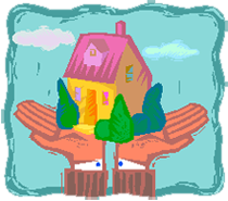 Image of hands holding a house